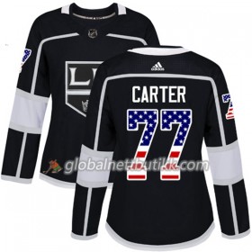 Los Angeles Kings Hockeydrakt Jeff Carter 77 2017-2018 USA Flag Fashion Svart Adidas Authentic - Dame